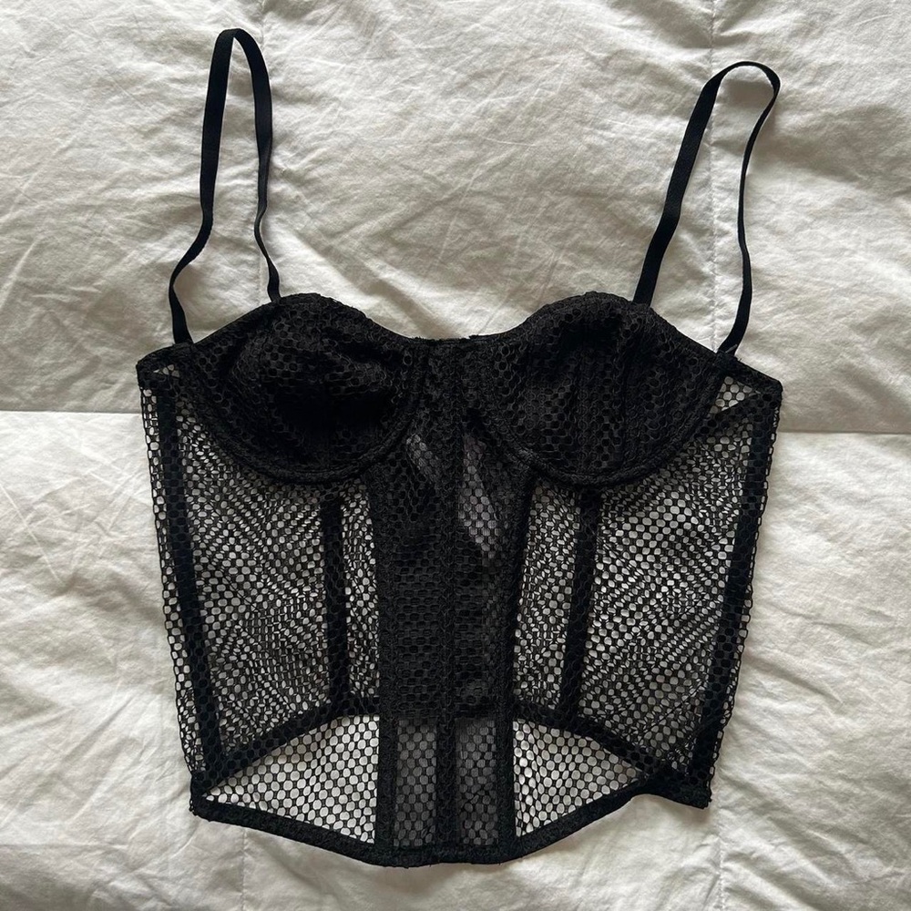 Black Mesh Underwire Bustier Camisole